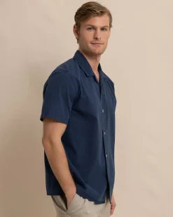 Southern Tide Sun Washed Seersucker Camp Short Sleeve Sport Shirt Outlet