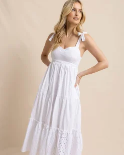 Southern Tide Sylvie Eyelet Maxi Dress Classic White Hot