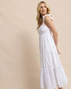 Southern Tide Sylvie Eyelet Maxi Dress Classic White Hot