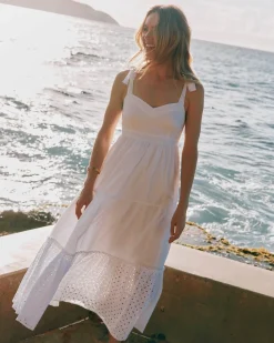 Southern Tide Sylvie Eyelet Maxi Dress Classic White Hot