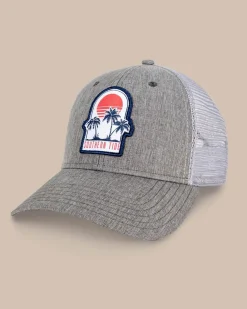 Southern Tide Three Palms Performance Trucker Hat Heather Khaki Outlet
