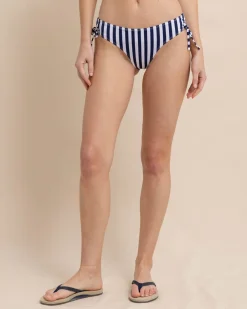 Southern Tide Tie Side Bikini Bottom In Seaside Adventure Stripe Nautical Navy Cheap