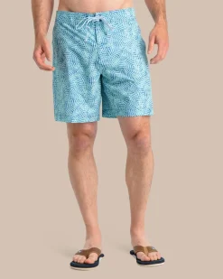 Southern Tide Vibin' Palm Printed Swim Short Atlantic Blue Sale