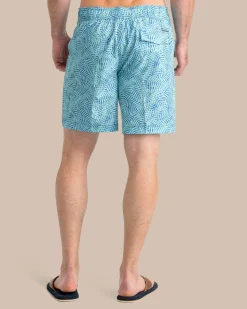 Southern Tide Vibin' Palm Printed Swim Short Atlantic Blue Sale