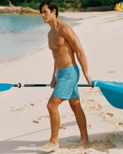 Southern Tide Vibin' Palm Printed Swim Short Atlantic Blue Sale