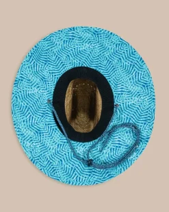 Southern Tide Vibin' Palm Straw Hat Atlantic Blue Flash Sale