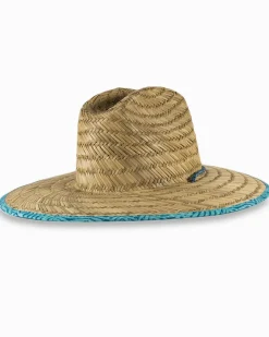 Southern Tide Vibin' Palm Straw Hat Atlantic Blue Flash Sale
