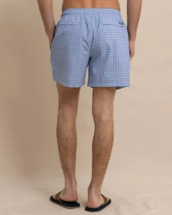 Southern Tide White Lotus Swim Trunk Clearwater Blue Fashion