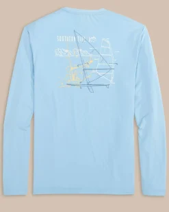 Southern Tide Windsurfer Long Sleeve Performance T-Shirt Clearwater Blue Flash Sale