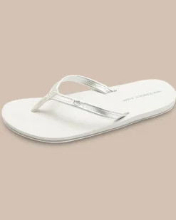 Southern Tide Women'S Weekend Leather Flipjacks Metallic Silver Shop