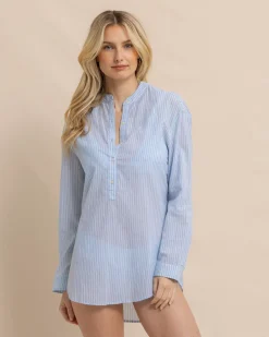 Southern Tide Wrenley Airy Cotton Tunic Clearwater Blue Cheap