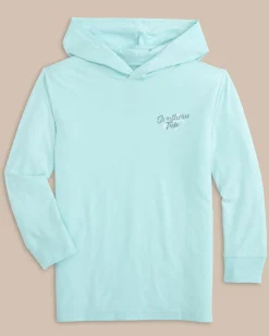 Southern Tide Youth Letterpress Skipjack Long Sleeve Hoodie T-Shirt Wake Blue Shop